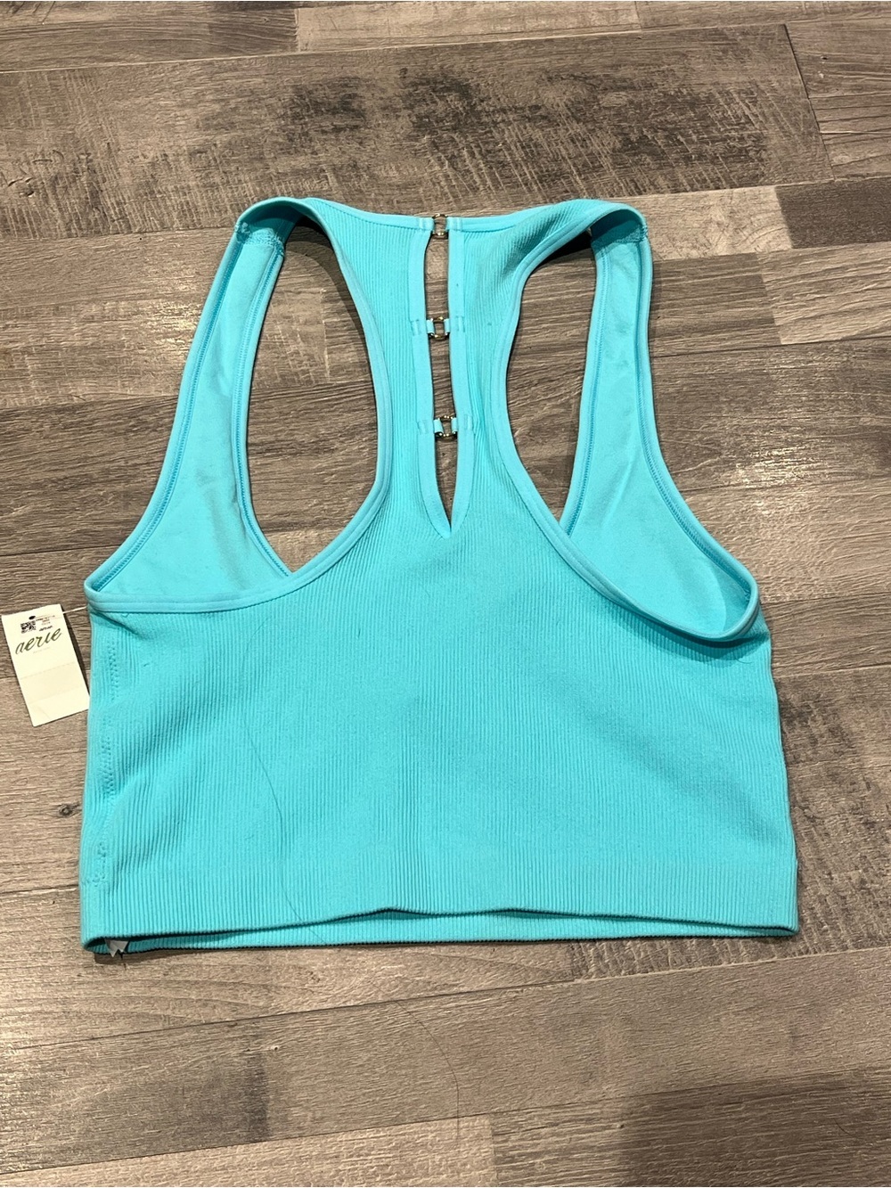 aerie Turquoise Ribbed Tank/Bralette Top - Picture 3 of 4